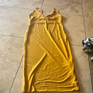 Fashion nova satin yellow body con dress